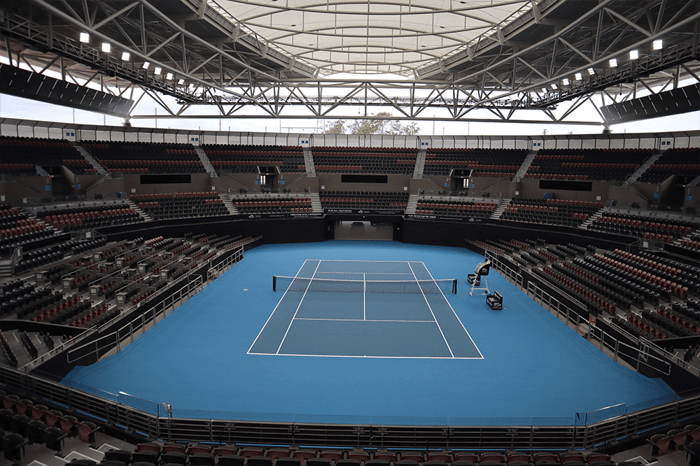 Blue centre Court of the Queensland Tennis Centre